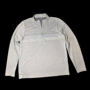 TravisMathew Quarter-Zip Pullover – Men’s Large Gray Stripe Performance Sweater